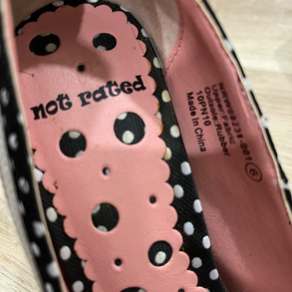 Not Rated black & white polka dot peep toe heels. Size 6 - Picture 2 of 4